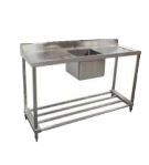 SINGLE SINK WITH SPLASH BACK AND ADJUSTABLE POT RACK 900MM