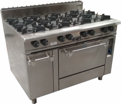 Oxford Series 4 burners, 600mm hotplate with pilot light & gas oven right 8BBTP-OV-R6H