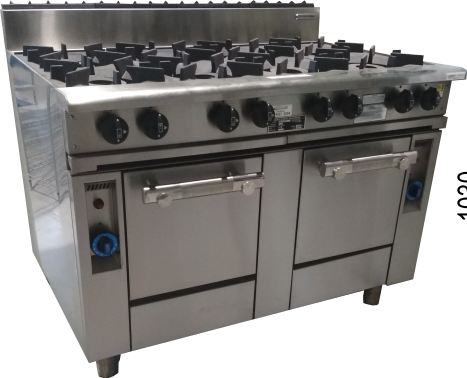 6 burners, 300mm hotplate & 2 gas ovens 8BBT-2OV-3H