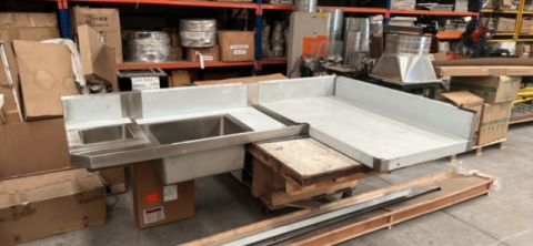 Custom L shape stainless steel bench