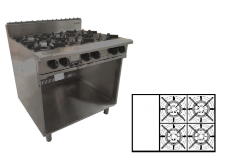 4 Burner, 300mm hotplates & shelf