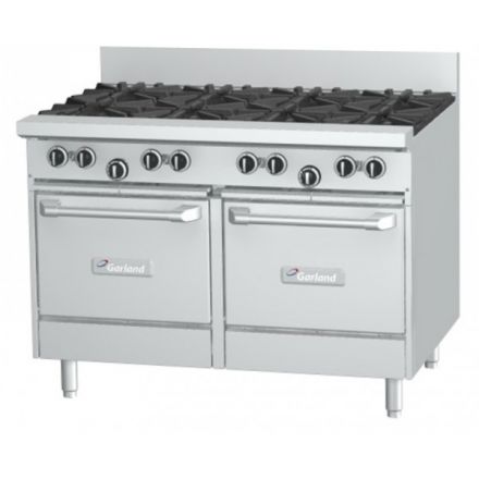 Garland GF48-8LL 8 burner range with 2 space saver ovens