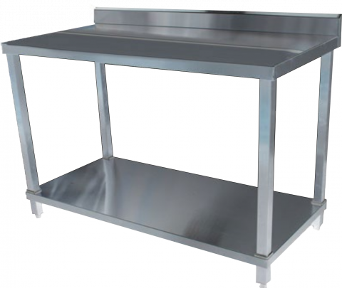 BENCH WITH ADJUSTABLE STORAGE SHELF UNDERNEATH AND SPLASH BACK 1800MM 03-6-1800L