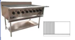 8 BURNER BBQ CHARGRILL WITH 750mm HOT PLATE