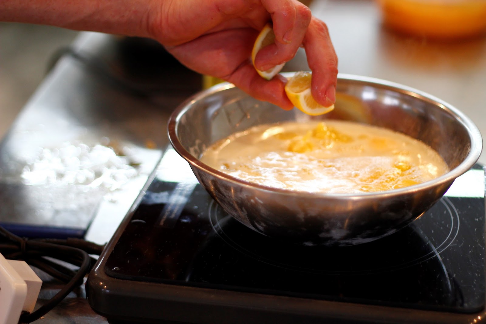 Adding Lemons to melted butter