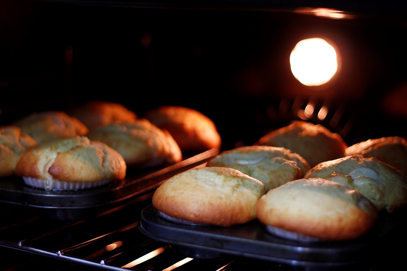 muffins cooking in the oven